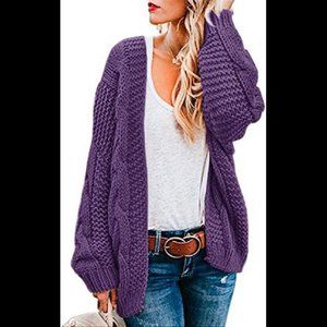 Womens Oversized Chunky Open Front Cardigan Sweaters Cable Knit Long Sleeve